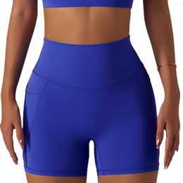 Active Shorts Comfortable Skin Friendly High Waist Yoga Women Gym Hip Lift Pants Pocket Breathable Running Cycling Sports Summer