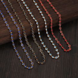 Klassisches Design, weiß-blaue Evil-Eye-Perlen, 18 Karat vergoldete Halskette für Damen