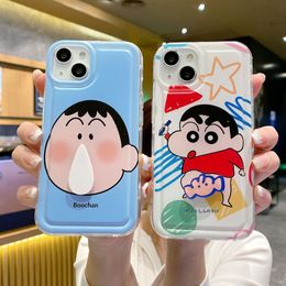 Suitable for iPhone 14 cartoon runny nose, crayon small new rotatable apple 12 frame airbag soft shell