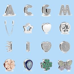 925 sterling silver charms for pandora Jewellery beads Alphabet Clip Stopper Charms Beads