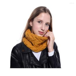 Scarves 2023 Winter Scarf Knitted Soft Wool Collar Solid Neck Warmer Shawl Wrap Crochet Women Female