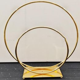 Party Decoration Wedding 40cm/20cm Dia Double Round Circle Metal Stand Flower Table Centrepieces Gold Centrepiece Yudao2009