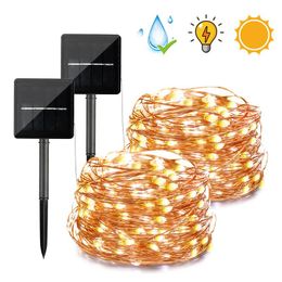 Strings LED Solar Lights Outdoor Festoon Fairy Strip Light Garlands Garden Lawn Wedding DecorationLED