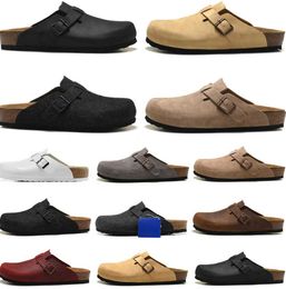 Boston Clog Men Women Designer Sandals Slippers Leather Bag Head Pull Cork Flats Mules Woody Loafers For Indoor Slipper Brown Breathable design 50ess