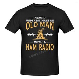 Men's T Shirts Never Underestimate An Old Man With A Ham Radio Shirt Harajuku Clothing Short Sleeve Cotton Streetwear Graphic Tshirt Tees
