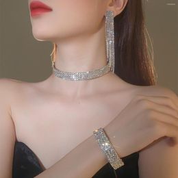 Choker TREAZY Classic Elegant Tassels Crystal Rhinestones Bridal Jewellery Sets African Wedding Necklace Earrings Bracelet
