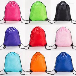 Storage Bags Solid Colour String Drawstring Back Pack Cinch Sack Gym Tote Bag School Sport Shoe SN4089