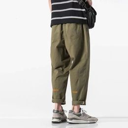 Men's Pants Wide Pants Men Loose Baggy Harem Pants 5XL Plus size Ankle length Trousers Black With Belt Joggers Sport Sweatpants 100% Cotton 230512