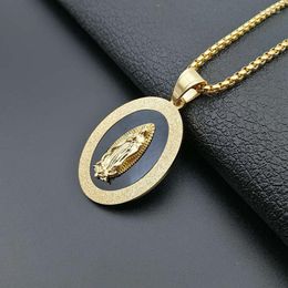 Pendant Necklaces Hip Hop Gold Colour Solid Stainless Steel Virgin Mary Pendants For Men Women Catholic Jewellery Drop