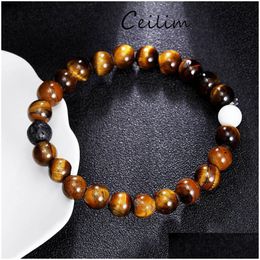 Chain White Turquoise Tiger Eye Natural Beads Bracelets Energy Strand Round Stone For Women Brand Jewellery Wholesale Drop Deli Dhgarden Dhwk2