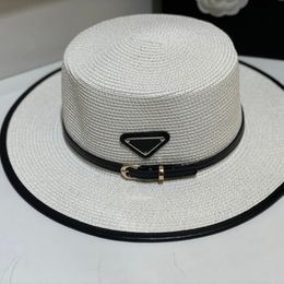 Designer Summer Straw Bucket Hats Sun Visor Wide Brim Hat Womens Fashion Knitted Cap Luxury Brand P Ribbon Caps Casquette Beanies 2305123BF