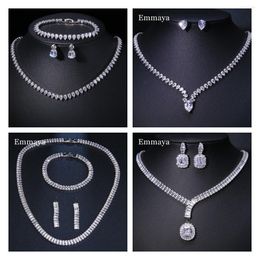 Necklace Earrings Set Emmaya Noble Cubic Zircon Jewellery Bridal Wedding Party For Female Fascinating Dress-Up Geometry Shape Elegant Ornament