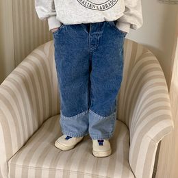 Jeans Spring Summer Kids Splice Wide Leg Jeans Baby Boys And Girls Loose Thin Denim Pants Children Fashion Casual Straight Trousers 230512