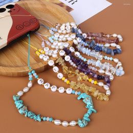 Keychains Wholesale Colourful Mobile Phone Strap Chain Irregular Chip Beads Women Girls Bohemia Pearl