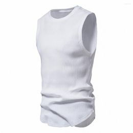 Men's Tank Tops Summer Threaded Top Men's Wide Shoulder Slim Fit Sports Fitness Sleeve Cut Backing Sleeveless T-shirt White YT216