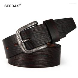 Belts COOL 3.8CM Genuine Leather Belt For Men High Quality Alloy Buckle Jeans Cowskin Casual Cowboy Waistband Male Fashion