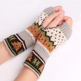 Five Fingers Gloves Wool Fashion Women Arm Warmers Winter Fingerless Christmas Knitted Mittens Soft Warm Long Casual 2023