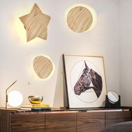 Wall Lamps Wood Lamp For Kids Room Japanese And Korean Modern Light Home Study Children'S Bedroom Decorative