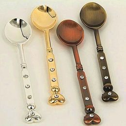 Spoons Creative Mosaic Simulated Diamond Fashion Vintage Tableware Heart-shaped Coffee Spoon Dessert Cake Decoration Saucier