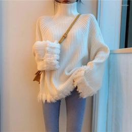 Women's Sweaters Knitted Turtleneck Sweater Women Winter Warm Pullover Sweat Casual High Street Designer Tassel Korean Fashion Long Sleeve