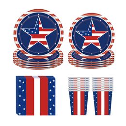 Supplies Eua Decoration 4 July Independence Supplies Banner Plate Napkins For Patriotic Supplies Memorial Decorations P230512
