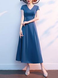 2023 Summer Mother of the Bride Dress V-Neck Short Sleeves Zipper Back Tea Length Mother's Party Gowns