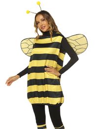 Suits hirigin Women Cosplay Costume Set Halloween Bee Dress with Wings Headband Leg Sleeves for Roleplaying Accessories