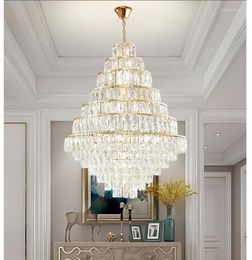 Pendant Lamps Modern Large Big Stair Long Spiral Crystal Chandelier Lighting Lamp D60cm Fixture For Staircase Rain Drop Pending