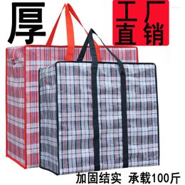 Shopping Bags Large-capacity Moving Packing Bag Luggage Woven To Put Quilt Clothes Storage Portable Striped Thick Travel