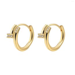 Hoop Earrings Fashion Brass Earring Screw Shape With Zirconia Stone Round Ear Jewellery For Women