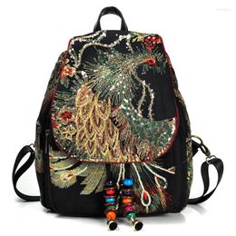School Bags GOTP FashionCanvas Backpack Women Large Capacity Ethnic Handmade Embroidered Knapsack Female Travel Shoulder Rucksack