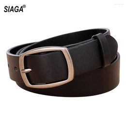 Belts Brand Name Women's Solid Cow Leather Belt Female Pin Buckle Metal Fancy Vintage Fashion Design 2.8cm Width 2023 GL004