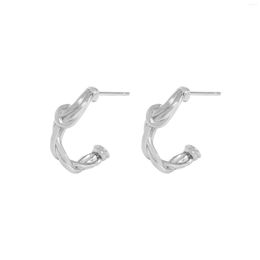 Hoop Earrings Minimal Luxury Design Versatility Wrapped Twisted Thread Earstuds 925 Sterling Silver Female Texture