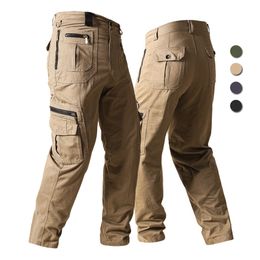 Men's Pants Cotton Tactical Cargo Pants Men Outdoor Multi Pockets Military Pants Casual Loose Straight Trousers Mountaineering Hiking Jogger 230512