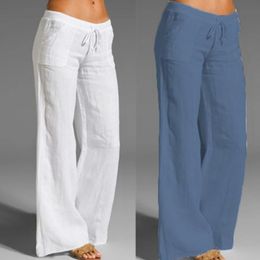 Women's Pants Capris women's loose fitting high waisted cotton linen harem pants Solid Colour women's summer and autumn casual pants 230511