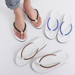 Slippers Summer White Flip-flops Men's Solid Colour Non-slip Bathroom Shoes Women's Flat Bottom Living Room Sandals Chanclas Hombre