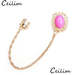 Ear Cuff 1 Piece Tassel Chain Clip Earrings Green Pink Acrylic Charms Long Statement For Women Punk Single Earring Wholesale Dhgarden Dhe1H