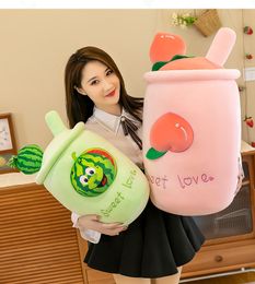 35CM New Cartoon Fruit Milk Tea Cup Plush Doll Soft Fill Plush Throw Pillow to Soothe Sleep and Soothe Doll Gift Wholesale Stock