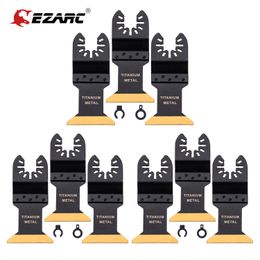 Zaagbladen EZARC 3/6/9pcs Titanium Oscillating Multitool Blade for Wood Metal Oscillating Tool Saw Blades for Nails Screws Cutting 3pc/Pack