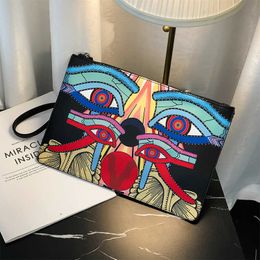 Women Clutch 2023 Pu Leather Purses and Handbags Female Shoppers Fashion Casual Large Capacity Cartoon Printing Cool Wrist Pouch 230512
