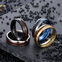 Stainless Steel Wood ring blue gold band rings for Men Women fashion jewelry will and sandy new