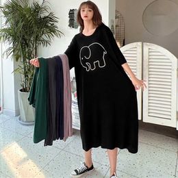 Women's Sleepwear Fdfklak Cute Cartoon Nightwear Dress Women Nightshirt New Loose Plus Fat Modal Nightgowns Female Summer Nightdress 110 Kg Wear P230511