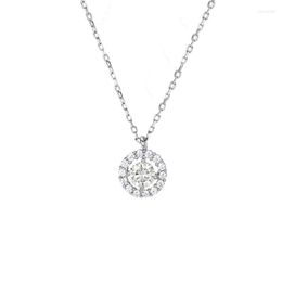 Pendant Necklaces S925 Sterling Silver Mossan Stone Diamond Necklace Female Jewelry Ins Style Round Clavicle Chain