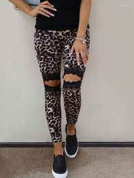 Women's Leggings Sexy Floral Lace Leopard Skinny Hollow Out Fashion Cut Elastic Waist Stretch Pants