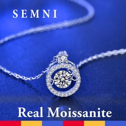 SEMNI 0.8CT Real Moissanite GRA Certified Pendant Necklace for Women Beating Heart 925 Sterling Silver Round Brilliant Gift