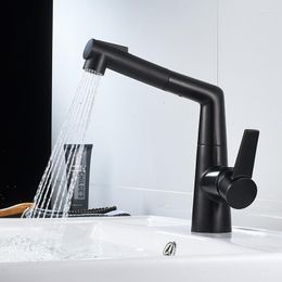 Bathroom Sink Faucets Product All Copper Body Pull-out Basin Faucet Cold And Table Washbasin Head Wash Hair Rotation Black