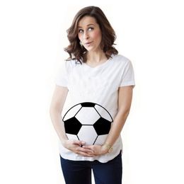 Maternity Tops Tees Football printed maternity T-shirt short sleeved casual maternity clothing Fun maternity clothing 230512