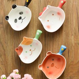 Bowls Creative Cute Panda Shaped Household Salad Fruits Vegetables Noodle Tableware Ceramic Baking Pasta Plate Single Handle Bowl