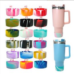 7.5cm Silicone protective water bottle boot for 40oz tumblers Coaster Bottle Sleeve Anti-slip bottom protective cover cup flask Gradient camo Colours silicone holder