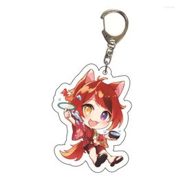 Keychains Strawberry Anime Keychain Accessories Acrylic Caroon Original Manaka Junpei Figures Car Key Chain Ring Man GiftKeychains